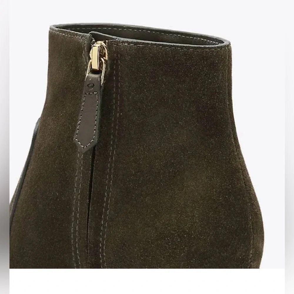 NWT Tory Burch Olive Suede Ankle Boots with Ring Detail 6